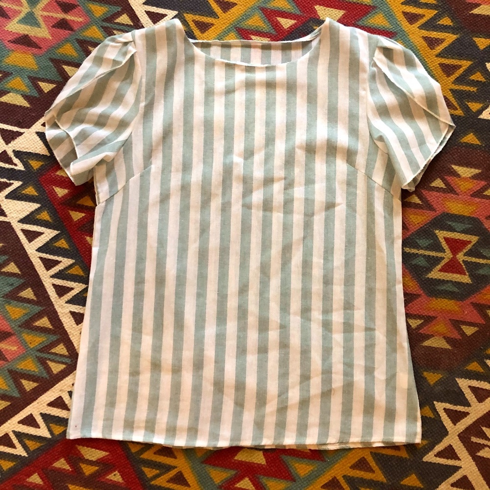Tulip-Sleeve Striped Shirt